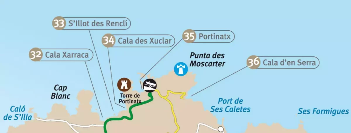 Карта - Кала Ксаррака (Cala Xarraca) - остров Ивиса (Балеарские острова, Испания)