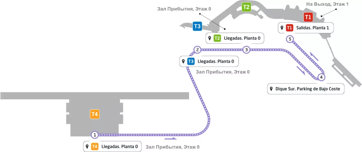 Бесплатный транзитный автобус от Терминала T4 в аэропорту Мадрид-Барахас