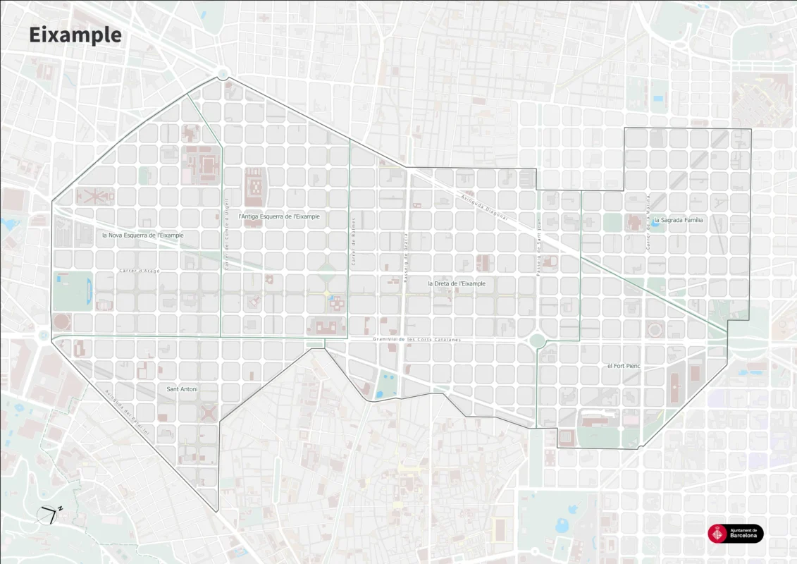 Карта Эшампле (Eixample) в Барселоне