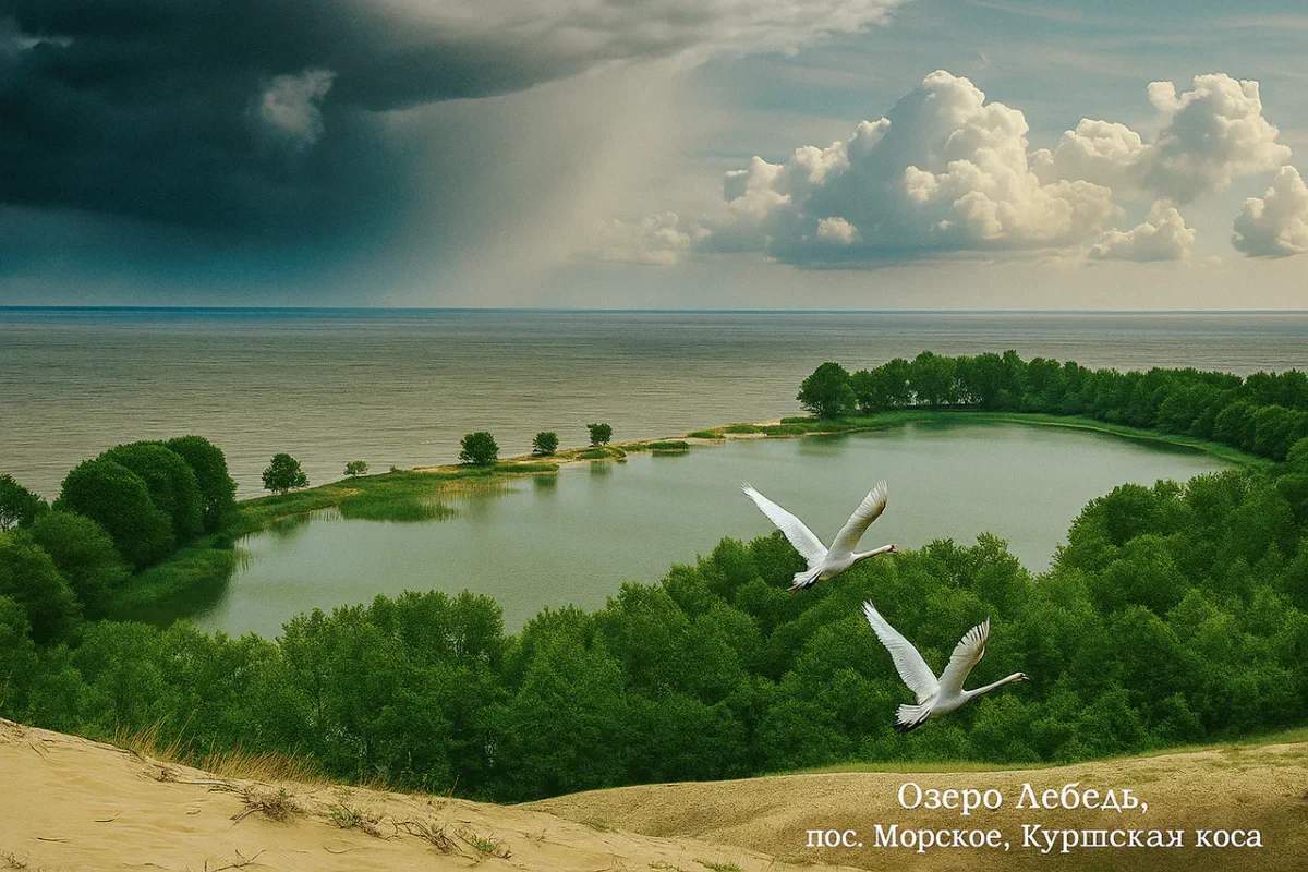 Озеро Лебедь в поселке Морское - Куршская коса - Ленинградская область