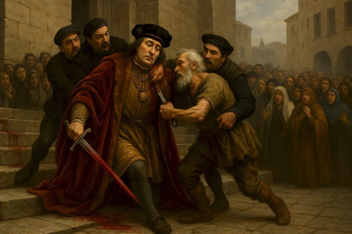 7 декабря 1492 года: покушение - Площадь Короля (Plaça del Rei) в Барселоне