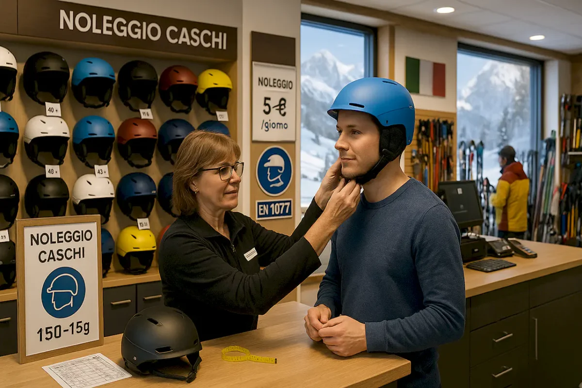 Покупка и аренда горнолыжных шлемов в специализированном магазине на итальянском курорте цены от 40 евро