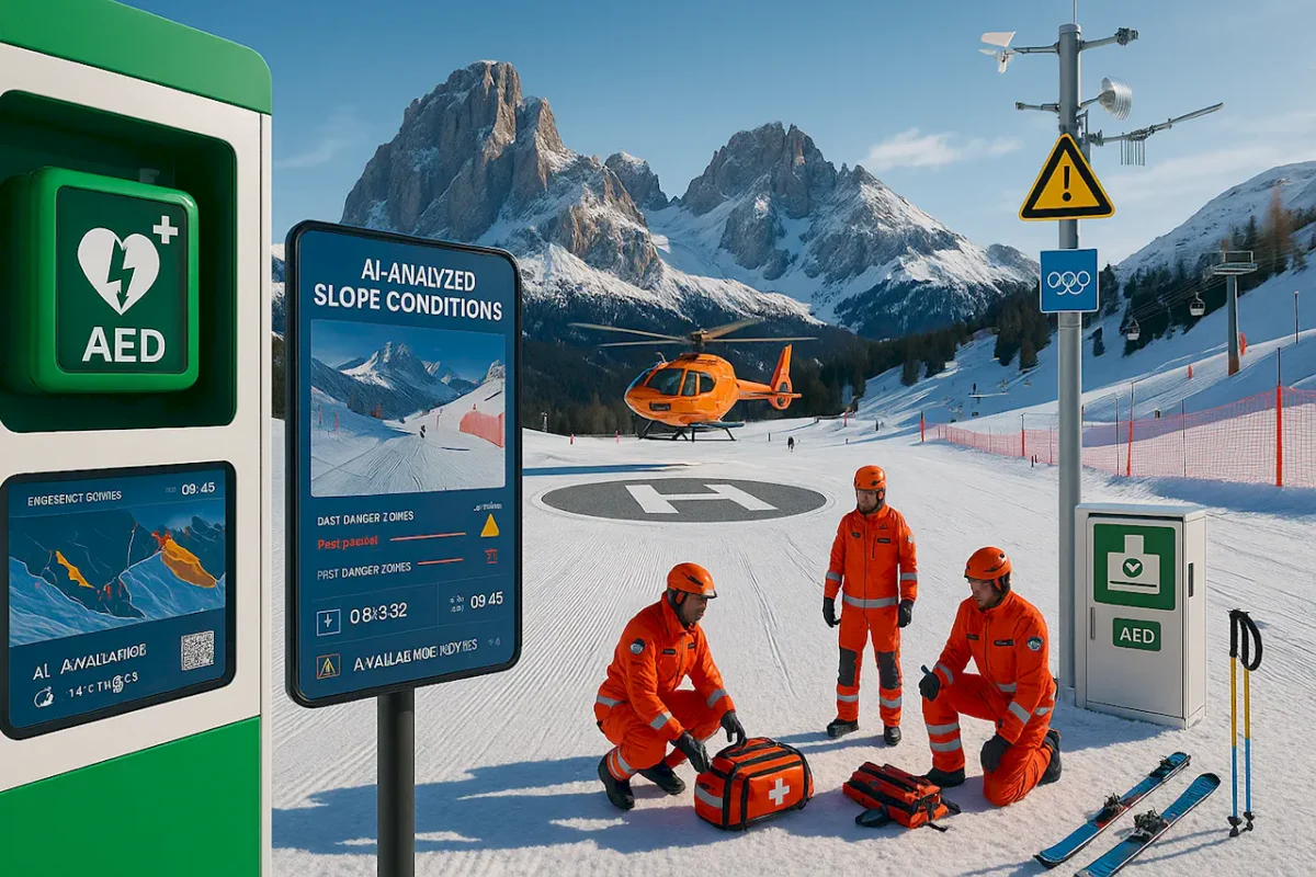 Модернизация итальянских горнолыжных курортов дефибрилляторы вертолётные площадки ИИ анализ Олимпиада 2026